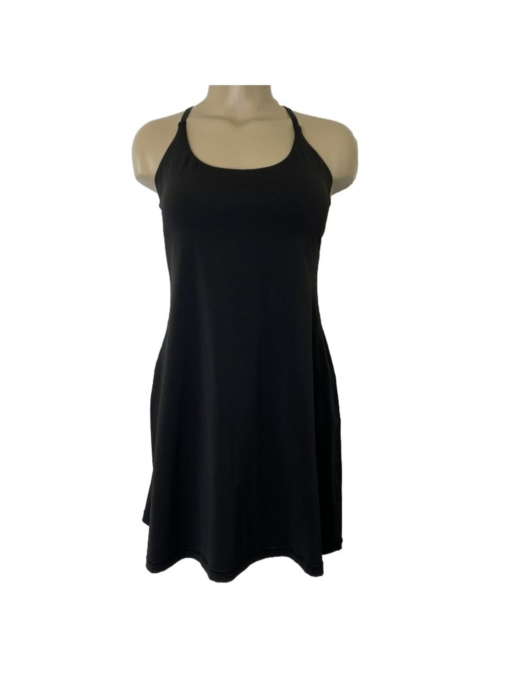 Ewedoos Tennis Dress Womens size Medium Built in Bra Shorts Skort Pockets Black